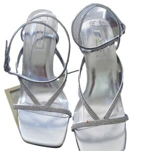 PRIMARK SLIVER SANDALS WITH CRYSTALS SIZE 7